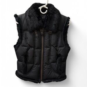 Guess Black Fur-Trimmed Vest